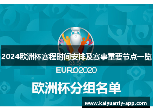 2024欧洲杯赛程时间安排及赛事重要节点一览